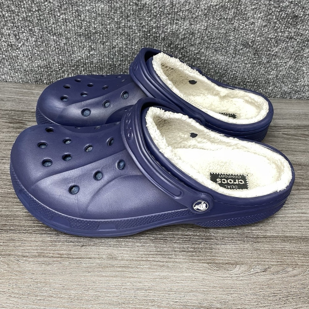 Crocs Classic Fleece Lined Clogs Shoes Slip On Comfort Outdoor Blue Mens 11 - Picture 6 of 11
